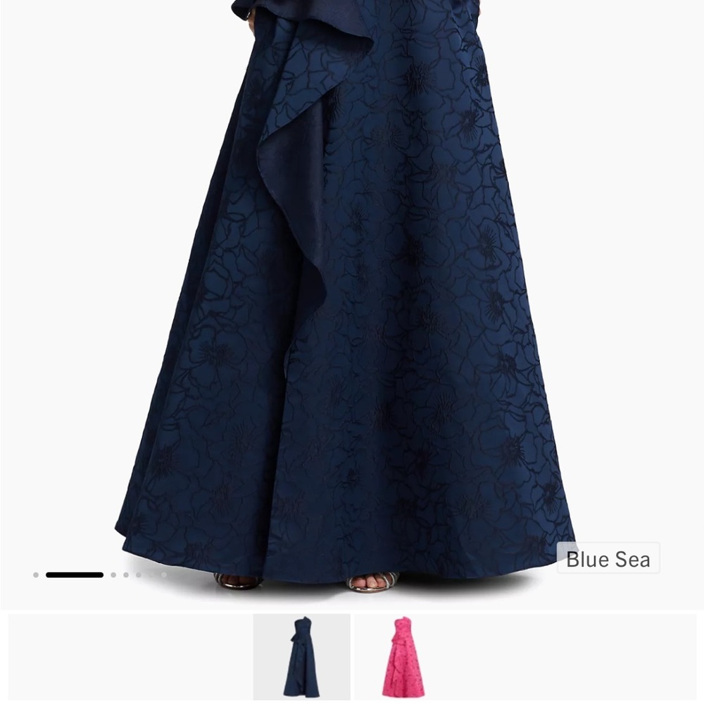 Monique Lhuillier Strapless Blue Floral Dress